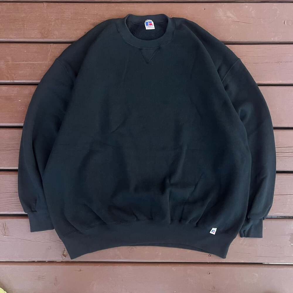 Vintage Russell Athletic Blank Crewneck Sweatshirt XXXL 3XL Black